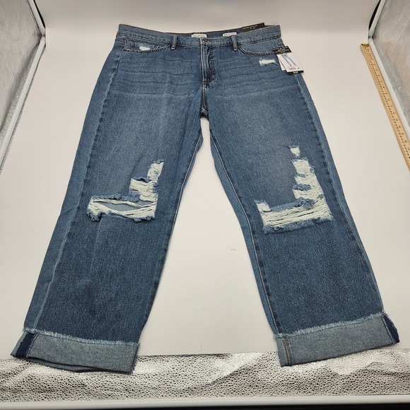 Sofia Jeans by Sofia Vergara Denim - Sofia Jeans Beatrix Relaxed Boyfriend Mid Rise Distressed Ankle Denim Blue 18